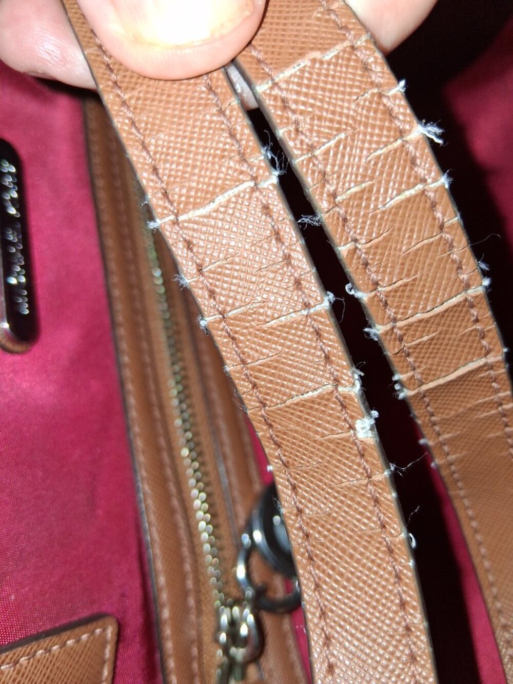 Michael Kors Red Nylon Tote with Tan Saffiano Leather Trim — Style 30T2SKPT1C - Picture 16 of 16